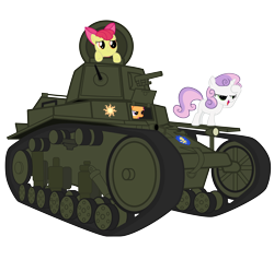 Size: 6500x6200 | Tagged: safe, artist:dolphinfox, derpibooru import, apple bloom, scootaloo, sweetie belle, absurd resolution, cutie mark crusaders, t-18, tank (vehicle)