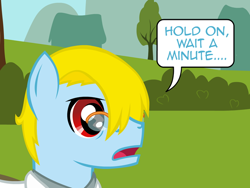 Size: 640x480 | Tagged: safe, artist:aha-mccoy, derpibooru import, oc, oc only, oc:tony starkehuf, pony, nopony-ask-mclovin, doctor, glasses, male, solo, speech bubble, stallion