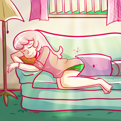 Size: 1000x1000 | Tagged: useless source url, safe, artist:php52, cheerilee, human, crepuscular rays, feet, humanized, light skin, sleeping, sofa, solo, window