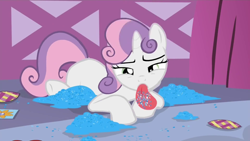 Size: 1920x1080 | Tagged: safe, screencap, sweetie belle, for whom the sweetie belle toils, glitter, solo, tongue out