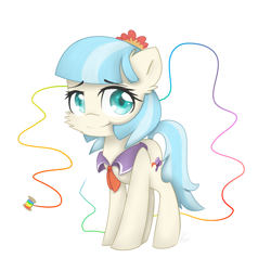 Size: 2300x2300 | Tagged: safe, artist:meotashie, coco pommel, rarity takes manehattan, looking at you, rainbow thread, solo