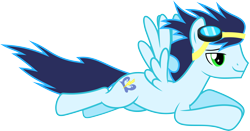 Size: 6000x3146 | Tagged: safe, artist:vectorizedunicorn, derpibooru import, soarin', pegasus, pony, rainbow falls, flying, goggles, male, simple background, solo, stallion, transparent background, vector