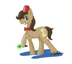 Size: 900x800 | Tagged: safe, artist:cresselivoir, doctor whooves, bowtie, doctor who, eleventh doctor, fez, hat, sonic screwdriver