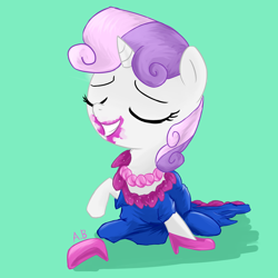 Size: 2334x2334 | Tagged: safe, artist:ab, sweetie belle, for whom the sweetie belle toils, 5-year-old sweetie belle, clothes, lipstick, solo