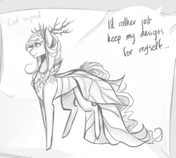 Size: 943x847 | Tagged: safe, artist:mscootaloo, derpibooru import, oc, oc only, asksketchytrixie, clothes, dress, monochrome, solo, tumblr