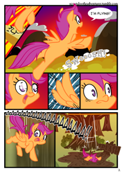 Size: 900x1280 | Tagged: safe, artist:alskylark, derpibooru import, scootaloo, comic, falling, flying, mud, scootaloo can't fly, solo