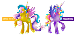 Size: 1280x584 | Tagged: safe, artist:allocen, derpibooru import, princess gold lily, princess sterling, alicorn, pony, rainbow power, rainbow power-ified