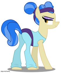 Size: 1000x1199 | Tagged: safe, artist:dragonchaser123, sapphire shores, earth pony, pony, for whom the sweetie belle toils, clothes, female, hair bun, leotard, lidded eyes, mare, plot, simple background, solo, transparent background, vector