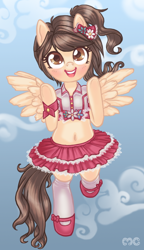 Size: 504x874 | Tagged: safe, artist:mcponyponypony, derpibooru import, oc, oc only, anime, belly button, ponified, request, requested art, solo