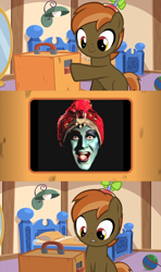 Size: 640x1080 | Tagged: safe, artist:jan, button mash, button's odd game, exploitable meme, jambi the genie, meme, nightmare fuel, pee-wee's playhouse