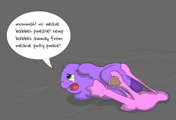 Size: 647x440 | Tagged: safe, artist:carpdime, derpibooru import, fluffy pony, abandoned, alleyway, bubblegum, crying, feral fluffy pony, fluffy pony foal, rejected, sadbox, stuck