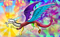 Size: 4800x3000 | Tagged: safe, artist:flamevulture17, derpibooru import, discord, absurd resolution, chaos, flying, solo