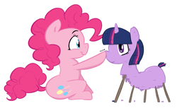 Size: 1007x618 | Tagged: safe, artist:shoutingisfun, derpibooru import, pinkie pie, twilight sparkle, earth pony, pony, boop, lego