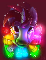 Size: 2907x3833 | Tagged: safe, artist:alumx, derpibooru import, neon lights, rising star, pony, unicorn, chromatic aberration, color porn, male, neon, solo, stallion