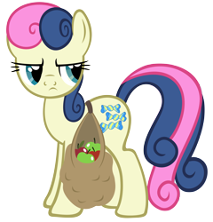 Size: 4700x4900 | Tagged: safe, artist:sofunnyguy, derpibooru import, bon bon, sweetie drops, absurd resolution, apple, bag, bag of apples, bon bon is not amused, i didn't put those in my bag, simple background, solo, transparent background, vector