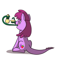 Size: 1200x1170 | Tagged: safe, artist:feralroku, derpibooru import, berry punch, berryshine, hybrid, monster pony, original species, tatzlpony, tatzlwurm, alcohol, sake, solo, tatzlpunch