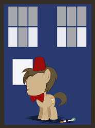 Size: 2000x2700 | Tagged: safe, artist:pimander1446, derpibooru import, doctor whooves, bowtie, crossover, doctor who, eleventh doctor, fez, hat, solo, sonic screwdriver, tardis