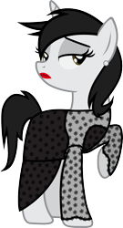 Size: 1060x1967 | Tagged: safe, artist:davidsfire, oc, oc only, oc:enya, black dress, clothes, dress, lidded eyes, lipstick, looking back, raised hoof, simple background, solo, transparent background