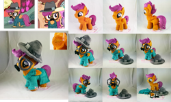 Size: 1155x692 | Tagged: safe, artist:moggymawee, scootaloo, twilight time, accessories, clothes, disguise, glasses, hat, irl, moustache, photo, plushie, solo