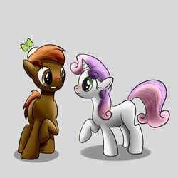 Size: 1500x1500 | Tagged: safe, artist:br-david, button mash, sweetie belle, blushing, crush, female, male, nervous, shipping, straight, sweetiemash