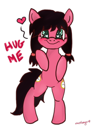 Size: 750x1024 | Tagged: safe, artist:moekonya, derpibooru import, oc, oc only, oc:macdolia, earth pony, pony, blushing, cute, digital art, heart, heart eyes, hug request, looking at you, simple background, smiling, solo, standing, transparent background, wingding eyes