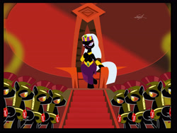 Size: 4800x3600 | Tagged: safe, artist:eztp, derpibooru import, absurd resolution, duck dodgers, martian queen, ponified, queen tyr'ahnee, royal guard, throne