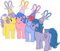 Size: 2025x1723 | Tagged: safe, artist:jeatz-axl, derpibooru import, princess primrose, princess royal blue, princess sparkle, princess starburst, g1, .svg available, simple background, svg, transparent background, vector