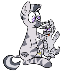 Size: 1015x1081 | Tagged: safe, artist:jeremystorm, derpibooru import, oc, oc only, oc:amiti, oc:maya, zebra, belly button, father and child, father and daughter, male, parent and child, waving