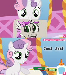 Size: 794x895 | Tagged: safe, sweetie belle, coloring with sweetie belle, exploitable meme, meme, self portrait