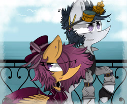 Size: 4215x3444 | Tagged: safe, artist:scootaloocuteness, derpibooru import, rumble, scootaloo, clothes, dress, female, goggles, male, rumbloo, shipping, steampunk, straight