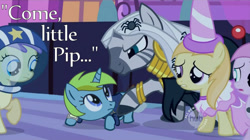 Size: 814x455 | Tagged: safe, artist:justmoth, edit, edited screencap, screencap, alula, noi, pipsqueak, piña colada, pluto, zecora, oc, oc:littlepip, pony, spider, unicorn, zebra, fallout equestria, luna eclipsed, 4chan, applecore, bangles, clothes, costume, fanfic, fanfic art, female, filly, horn, mare, neck rings, nightmare night costume, pipbuck, vault suit