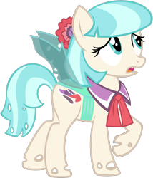 Size: 944x1101 | Tagged: safe, artist:totallynotabronyfim, coco pommel, changeling, changelingified, fangs, solo