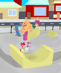 Size: 1672x2012 | Tagged: safe, artist:oneovertwo, derpibooru import, apple bloom, scootaloo, sweetie belle, centaur, ponytaur, taur, equestria girls, pegataur