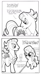 Size: 1016x1800 | Tagged: safe, artist:abronyaccount, diamond tiara, filthy rich, comic, lineart, monochrome, tiara