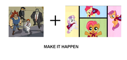 Size: 1163x554 | Tagged: safe, derpibooru import, apple bloom, babs seed, scootaloo, sweetie belle, chow, cutie mark crusaders, exploitable meme, hak foo, jackie chan adventures, make it happen, meme, ratso