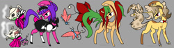 Size: 1600x446 | Tagged: safe, artist:skull-gum, butterfly, rabbit, adoptable, augmented tail, tea