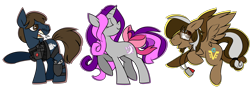 Size: 5500x2000 | Tagged: safe, artist:scribblerex, oc, oc only, earth pony, pegasus, pony, unicorn, female, gun, male