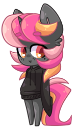 Size: 610x1000 | Tagged: safe, artist:looji, derpibooru import, oc, oc only, oc:allsort, pony, semi-anthro, unicorn, bipedal, blank flank, clothes, solo, sweater