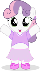 Size: 4288x7566 | Tagged: dead source, safe, artist:bigdream64, derpibooru import, sweetie belle, pony, absurd resolution, belly button, bipedal, clothes, cute, diasweetes, hug, looking at you, midriff, open mouth, skirt, smiling, solo