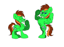 Size: 1024x745 | Tagged: safe, artist:dragonboi471, derpibooru import, oc, oc only, oc:neon streak, pony, abs, bipedal, flexing, muscles, solo