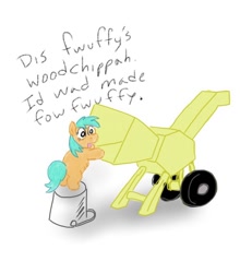 Size: 676x768 | Tagged: safe, artist:fluffsplosion, derpibooru import, fluffy pony, solo, stupidity, the enigma of amigara fault, this will end in death, this will not end well, woodchipper