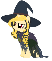 Size: 443x514 | Tagged: safe, artist:blackholeii, oc, oc only, oc:fine print, pony, unicorn, clothes, costume, hat, nightmare night, solo, witch