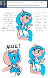 Size: 652x1059 | Tagged: safe, artist:chinad011, derpibooru import, aloe, lotus blossom, ask, ask spa ponies, clothes, comic, spa twins, tumblr