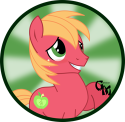 Size: 1024x1001 | Tagged: safe, artist:koonzypony, derpibooru import, big macintosh, earth pony, pony, blushing, button, male, solo, stallion