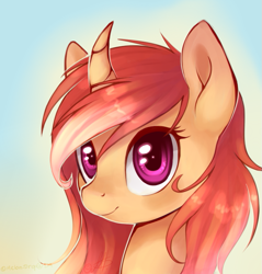 Size: 679x709 | Tagged: safe, artist:ghst-qn, oc, oc only, pony, unicorn, curved horn, female, mare, solo