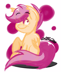 Size: 2507x3000 | Tagged: safe, artist:dahhez, derpibooru import, scootaloo, pegasus, pony, female, filly, simple background, solo, white background