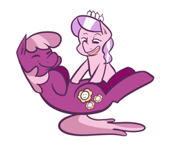 Size: 1000x876 | Tagged: safe, artist:php52, cheerilee, diamond tiara, earth pony, pony, bellyrubs, duo, female, mare