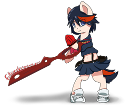 Size: 2030x1732 | Tagged: safe, artist:fallayn, kill la kill, ponified, ryuko matoi, scissor blade, senketsu, solo