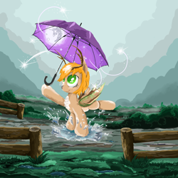 Size: 1024x1024 | Tagged: safe, artist:ba2sairus, oc, oc only, mare in the moon, moon, solo, umbrella, water