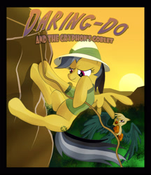 Size: 2717x3149 | Tagged: safe, artist:realider, derpibooru import, daring do, oc, griffon, pegasus, pony, daring do and the griffon's goblet, duo, mountain, rock climbing